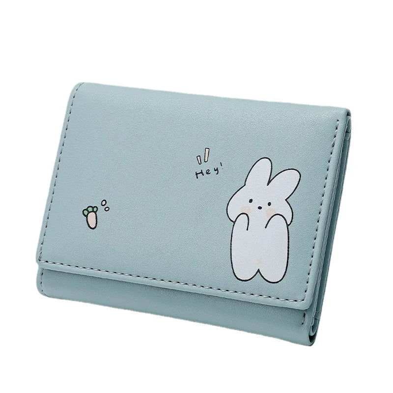 Women Short Cute Small Wallets Student Triple Fold Card Holder Girl ID Bag Card Holder Coin Purse Ladies Wallets Cartoon Bags